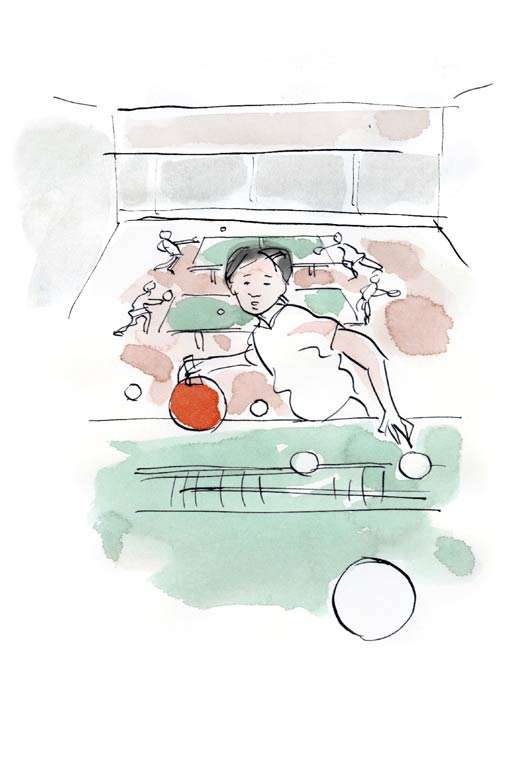 Bettine leest en tafeltennist met kinderen in De Nieuwe Kerk