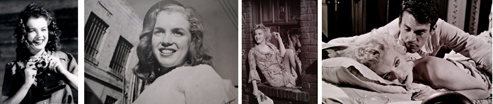 Images 1&2: Photograph of Norma Jeane Baker aka. Marilyn Monroe in the beginning of her modeling career, 1945. Photographer: David Conover, Copyrights Ted Stampfer Images 3&4: Marilyn in a scene oft he movie Bus Stop (1956). Photograph by Milton Greene. Copyright owner: Ted Stampfer